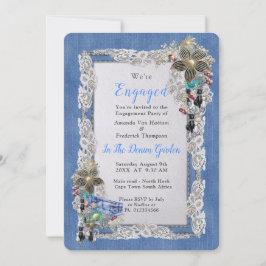 Denim met Cream Flower Lace en Costume Jewelry Kaart