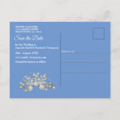 Denim met Cream Flower Lace en Pearls Aankondigingskaart (Achterkant)