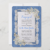 Denim met Cream Flower Lace en Pearls Kaart (Voorkant)