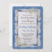 Denim met Cream Flower Lace en Pearls Kaart (Voorkant)