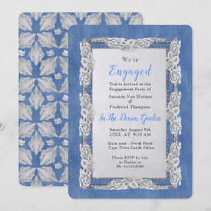 Denim met Cream Flower Lace Kaart