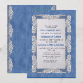 Denim met Cream Flower Lace Kaart (Voorkant / Achterkant)