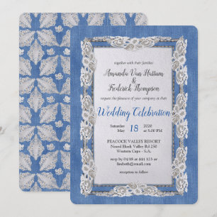 Denim met Cream Flower Lace Kaart