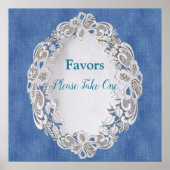 Denim met Cream Flower Lace Poster (Voorkant)