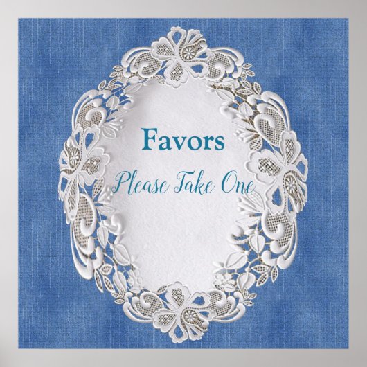 Denim met Cream Flower Lace Poster (Voorkant)