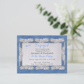 Denim met Cream Flower Lace Uitnodiging Briefkaart (Staand voorkant)