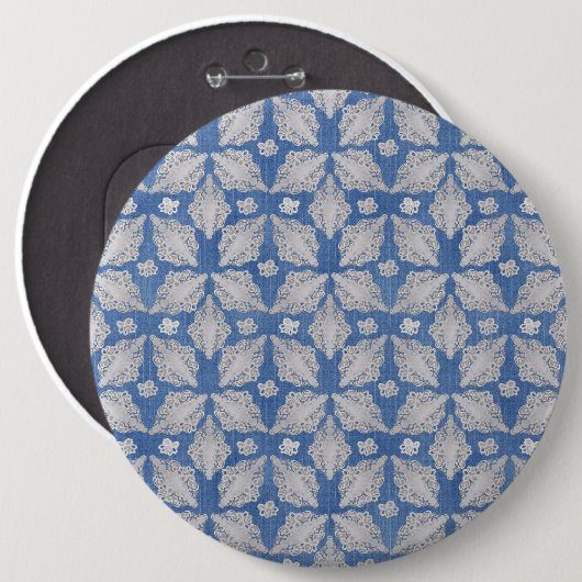 Denim met Lace Herhalen Ronde Button 6,0 Cm (Voorkant /achterkant)