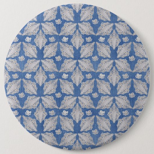 Denim met Lace Herhalen Ronde Button 6,0 Cm (Voorkant)