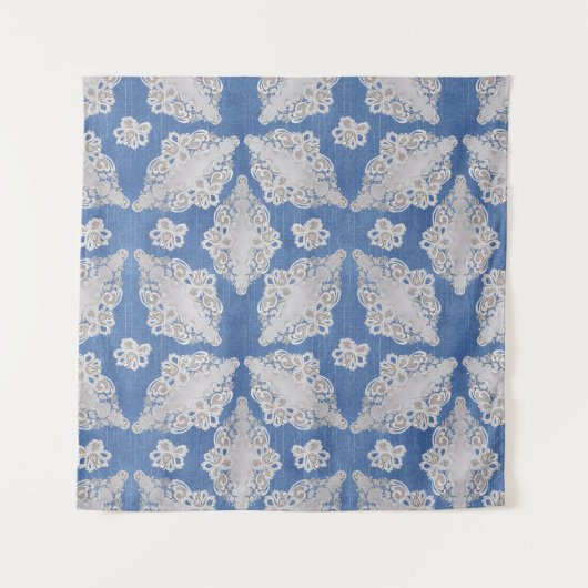 Denim met Lace Herhalen Wandkleed (Voorkant)