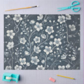 Denim met witte bloemen Decoupage Tissuepapier (Craft)