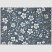 Denim met witte bloemen Decoupage Tissuepapier (Voorkant)