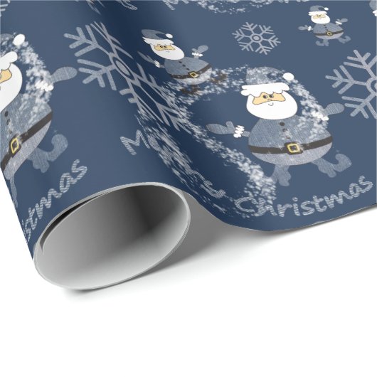 Denim Mode Kerstkerstkerstschilderij Cadeaupapier (Rol Hoek)