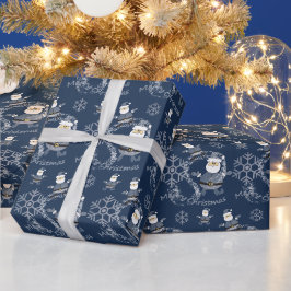 Denim mode Kerstman Santa patroon Cadeaupapier