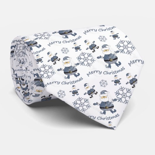 Denim Mode Kerstman Santa Patroon Stropdas (Opgerold)