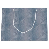 Denim Mode Kerstsneeuwvlokken Patroon Groot Cadeauzakje (Voorkant)