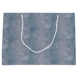 Denim Mode Kerstsneeuwvlokken Patroon Groot Cadeauzakje