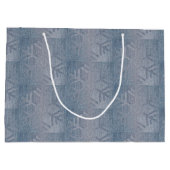 Denim Mode Kerstsneeuwvlokken Patroon Groot Cadeauzakje (Achterkant)