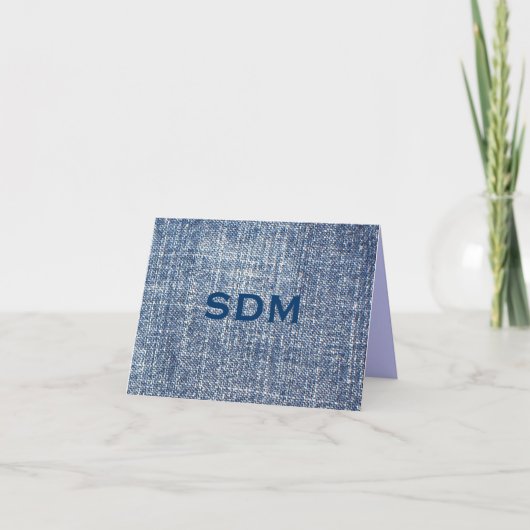 Denim monogram notitiekaartje (Voorkant)