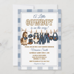 Denim Mooie Kleine Cowboy Baby Shower Waslijn Kaart