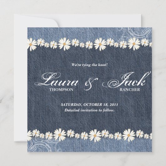 Denim n Daisies Save the Date Aankondiging Western (Achterkant)