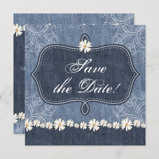 Denim n Daisies Save the Date Announounding Wester (Voorkant / Achterkant)
