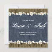 Denim n Daisies Save the Date Wood Invite Western (Achterkant)
