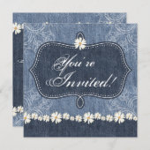 Denim n Daisies Wedding Invitation Western Kaart (Voorkant / Achterkant)
