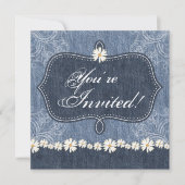 Denim n Daisies Wedding Invitation Western Kaart (Voorkant)