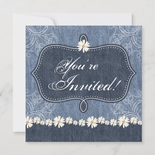 Denim n Daisies Wedding Invitation Western Kaart (Voorkant)