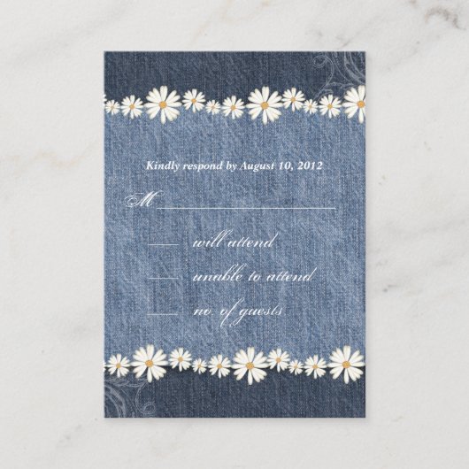 Denim n Daisies Wedding Response Kaart (Voorkant)