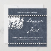 Denim n Diamonds Wedding Invitation Chandelier Kaart (Achterkant)