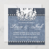 Denim n Diamonds Wedding Invitation Chandelier Lt. Kaart (Achterkant)