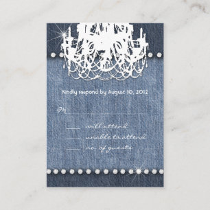 Denim n Diamonds Wedding Response Card Chandelier Informatiekaartje