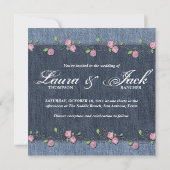 Denim n Rozen Wedding Invitation Western Kaart (Achterkant)