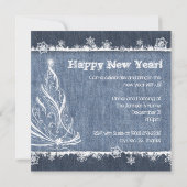 Denim n Snowflakes New Years Party Invitation Kaart (Achterkant)