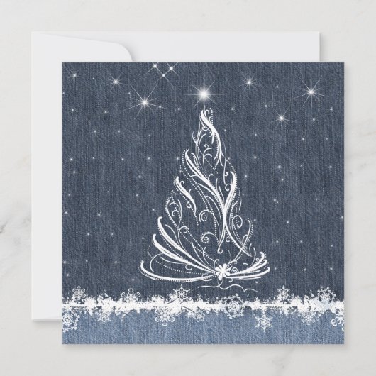 Denim n Snowflakes New Years Party Invitation Kaart (Voorkant)
