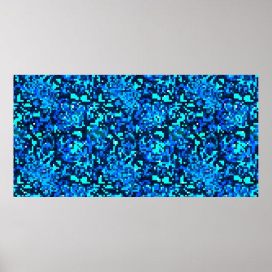 Denim naadloos patroon. Denim florale achtergrond. Poster (Voorkant)