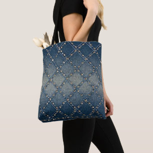 Denim-ontwerp Tote Bag