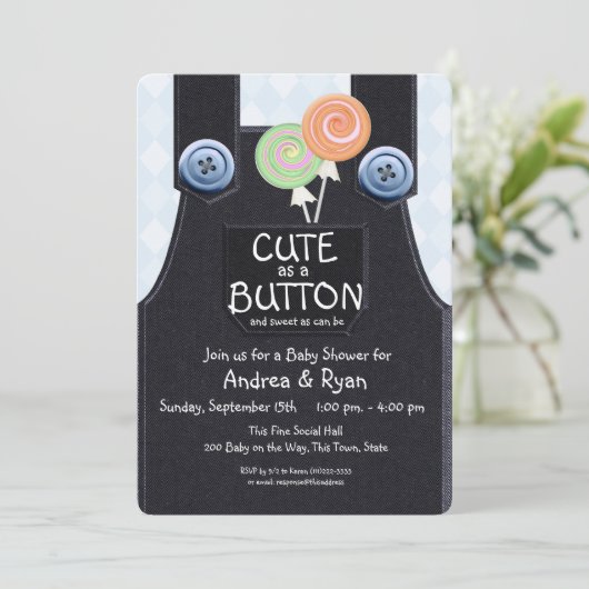 Denim Overalls Cute as a Button Kaart (Staand voorkant)