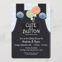 Denim Overalls Cute as a Button Kaart