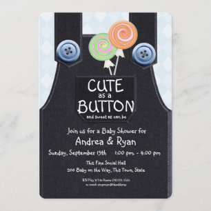 Denim Overalls Cute as a Button Kaart