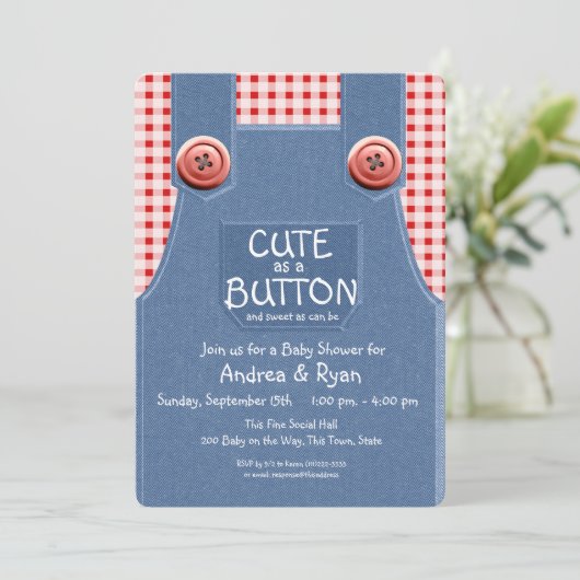 Denim Overalls Cute as a Button Kaart (Staand voorkant)