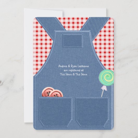 Denim Overalls Cute as a Button Kaart (Achterkant)