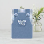 Denim Overalls Schattige als een Button Bedankt Ca Kaart (Staand voorkant)