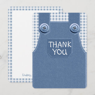 Denim Overalls Schattige als een Button Bedankt Ca Kaart