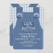 Denim Overalls Schattige als een Button Blauw Kaart (Voorkant / Achterkant)