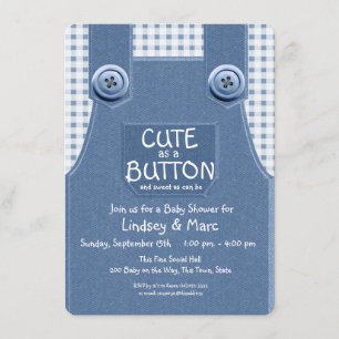 Denim Overalls Schattige als een Button Blauw Kaart
