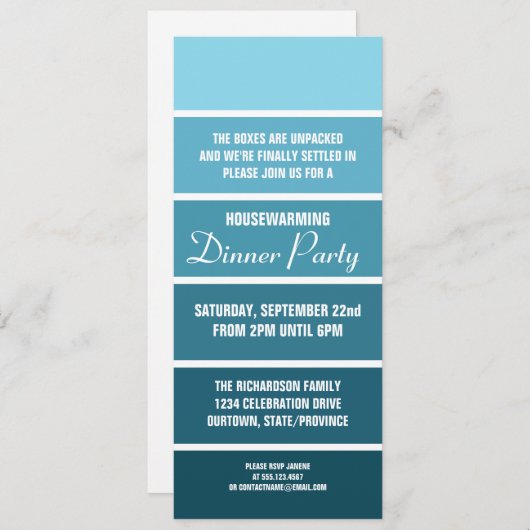 Denim Paint Sample Kaart Housewarming Invitation (Voorkant / Achterkant)