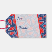Denim Paisley Leuke Bloemenrood Wit en Blauwe Jean Cadeaulabel (Achterkant Horizontaal)