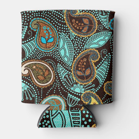 Denim Paisley: Naadloze jeans textuur patroon Blikjeskoeler (Voorkant)